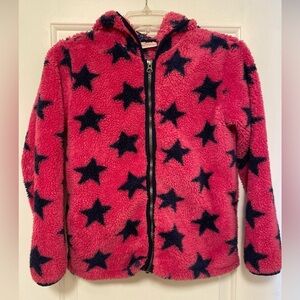 Hanna Andersson Pink Navy Star Marshmallow Fleece Jacket Coat Size 140 (10) EUC